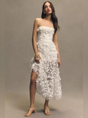 Helsi
Audrey Square-Neck Floral Appliqué Sheer Midi Dress Anthropologie BHLDN